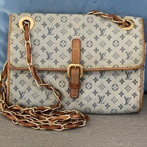 LOUIS VUITTON Monogram Mini Camille Chain Strap Shoulder Bag Blue crossbody bag